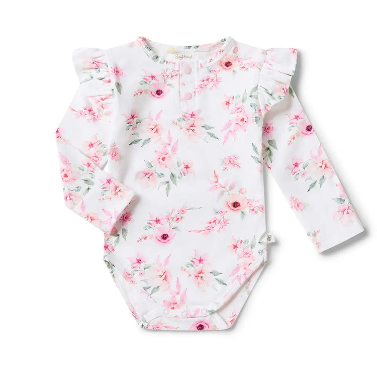 Camille Long Sleeve Organic Bodysuit with Frill