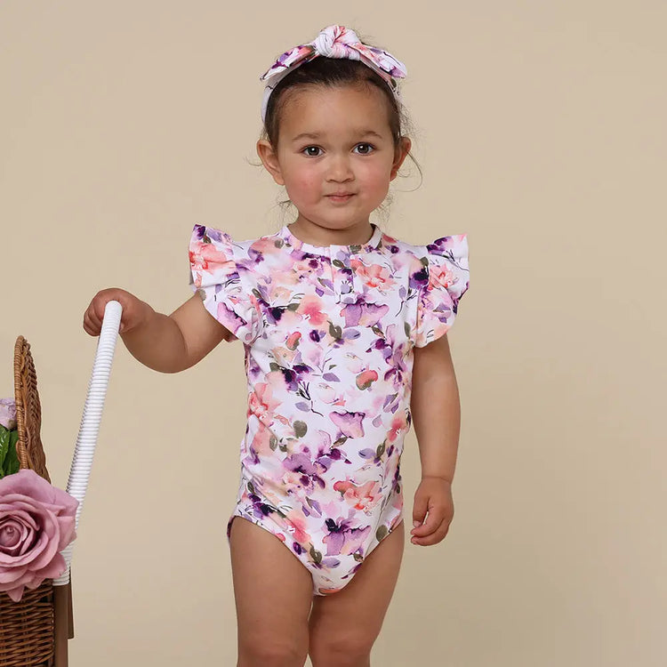 Blushing Beauty Short Sleeve Organic Bodysuit with Frill