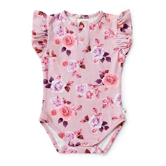 Blossom Short Sleeve Organic Bodysuit with Frill