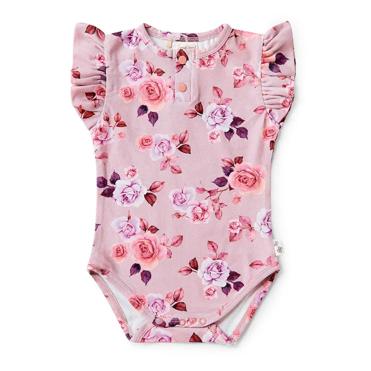 Blossom Short Sleeve Organic Bodysuit with Frill