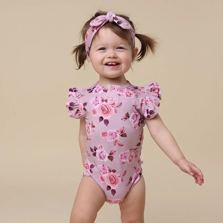 Blossom Short Sleeve Organic Bodysuit with Frill