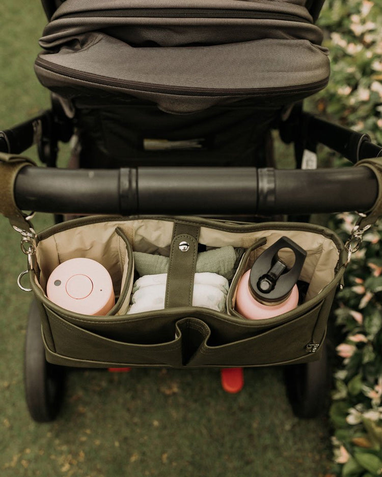 Signature Pram Caddy - Olive Vegan Leather