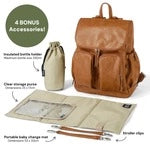 Signature Nappy Backpack - Tan Vegan Leather