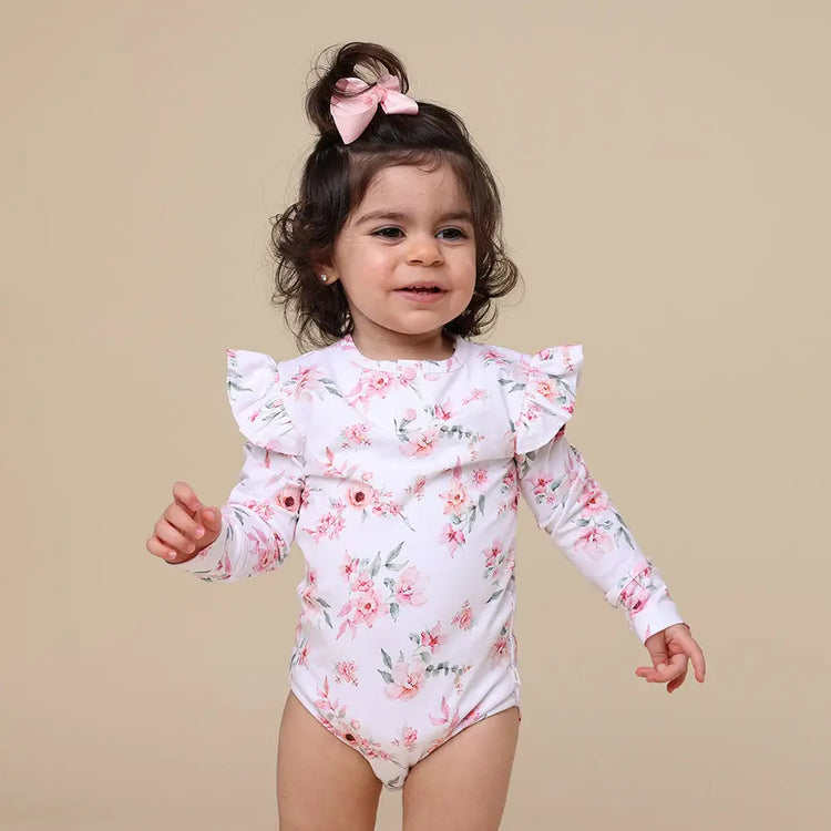 Camille Long Sleeve Organic Bodysuit with Frill