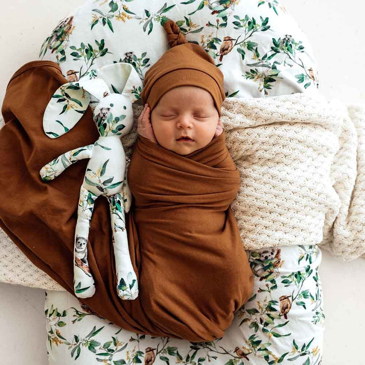 Bronze Baby Jersey Wrap & Beanie Set