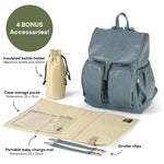 Signature Nappy Backpack - Stone Blue Vegan Leather