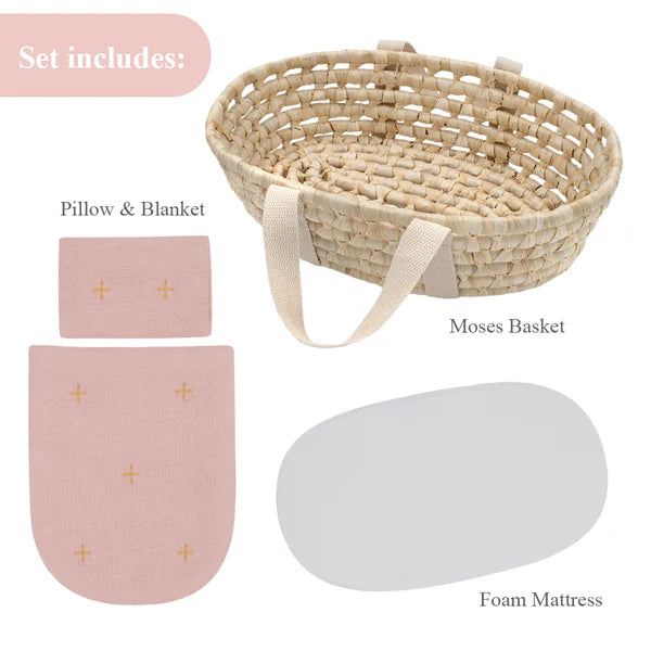 Rattan Doll Moses Basket Set