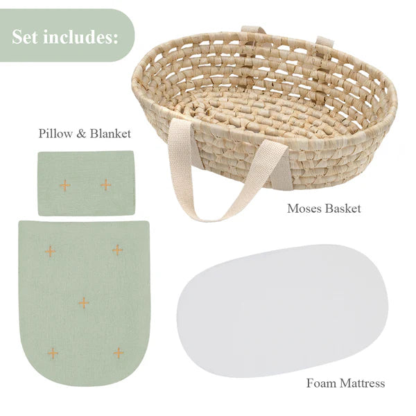 Rattan Doll Moses Basket Set