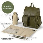 Signature Nappy Backpack - Olive Vegan Leather