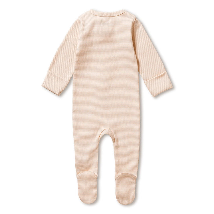 Organic Stripe Rib Zipsuit with Feet - Dusk