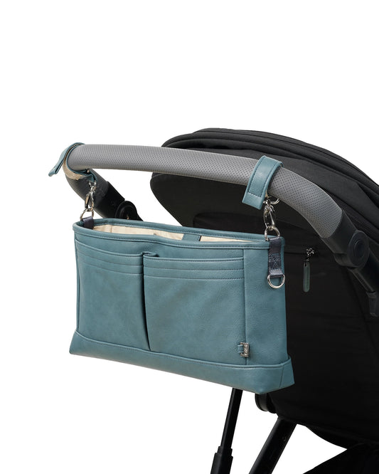 Signature Pram Caddy - Stone Blue Vegan Leather