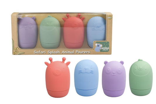 Silicone Safari Splash Animal Pourers - 4 pcs - Brights