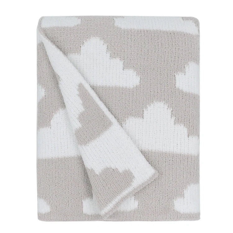 Living Textiles Chenille Baby Blanket Grey Clouds