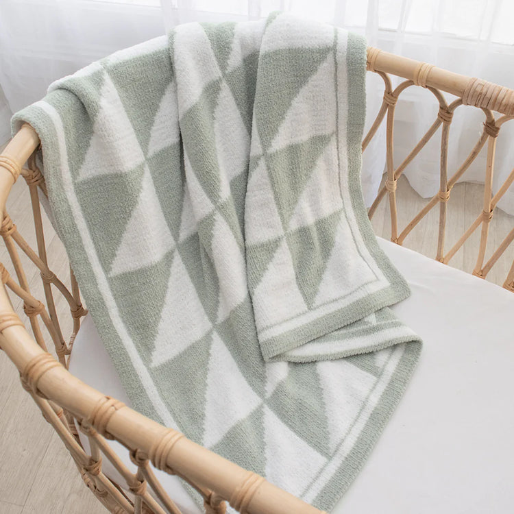 Living Textiles Chenille Baby Blanket Sage Triangle