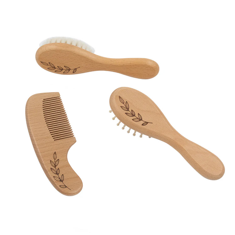 3 Piece Wooden Brush Set