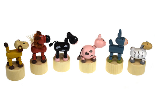 Wooden Push Puppet - Farm Animals