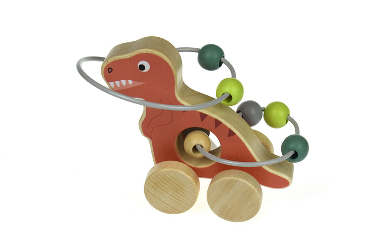 Wooden Dinosaur Bead Maze on Wheels