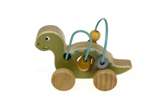 Wooden Dinosaur Bead Maze on Wheels