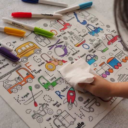 Toot Toot Honk Reusable Silicone Colouring Mat