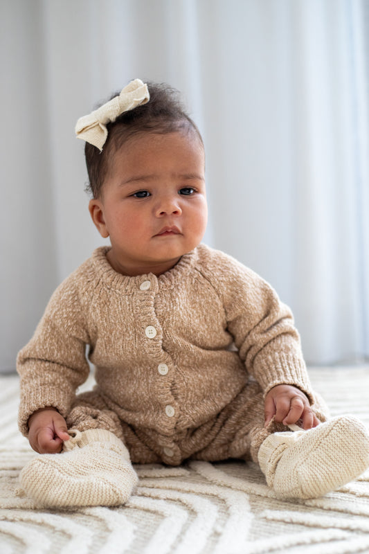 CLASSIC KNIT ROMPER | ALMOND | 6- 12M