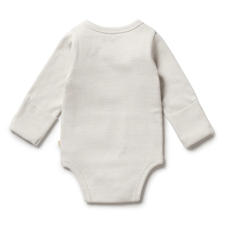 Organic Stripe Rib Kimono Bodysuit - Clay