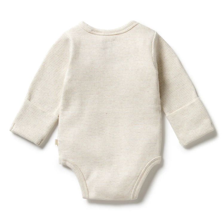 Organic Stripe Rib Kimono Bodysuit - Oatmeal