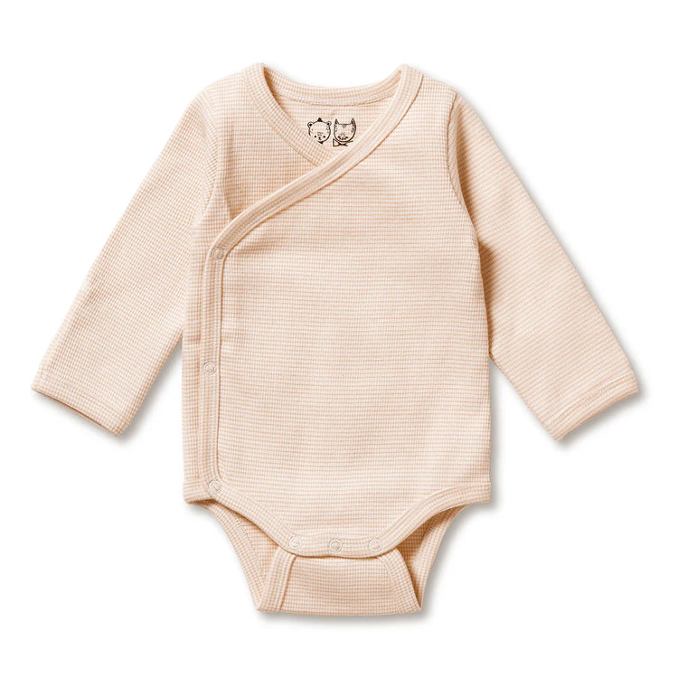 Organic Stripe Rib Kimono Bodysuit - Dusk