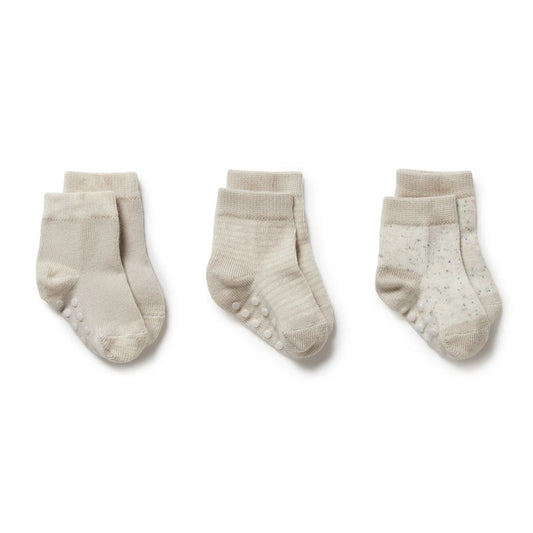 3 Pack Baby Socks - Clay