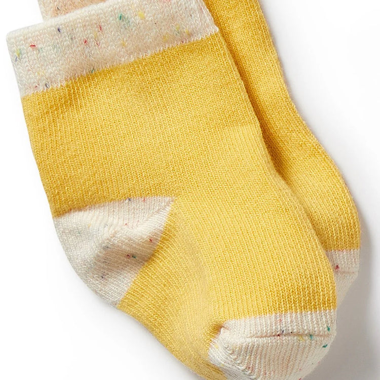 Organic 3 Pack Baby Socks - Dijon, Pink, Fleck