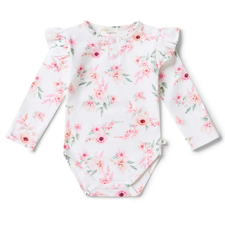 Camille Long Sleeve Organic Bodysuit with Frill