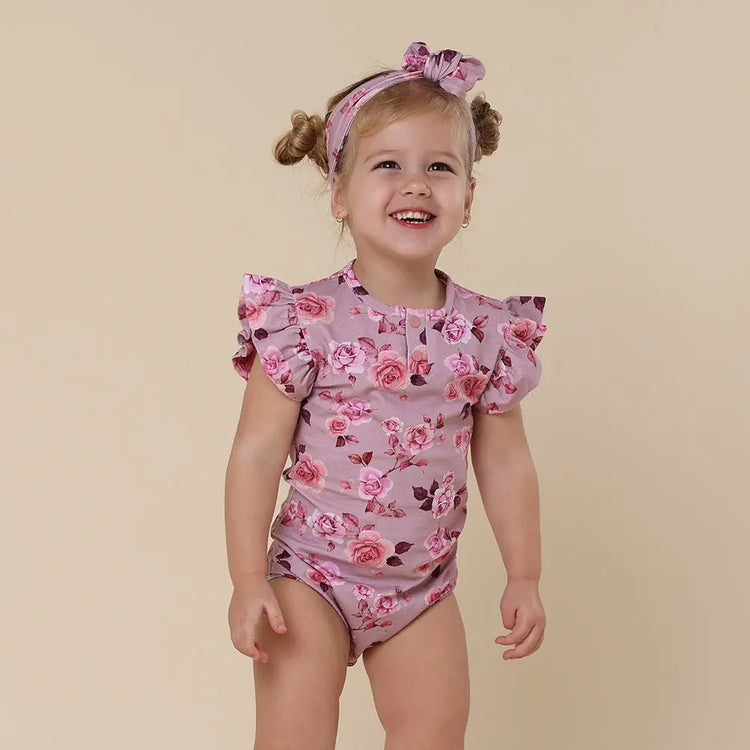 Blossom Short Sleeve Organic Bodysuit with Frill