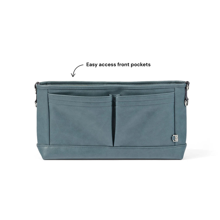 Signature Pram Caddy - Stone Blue Vegan Leather