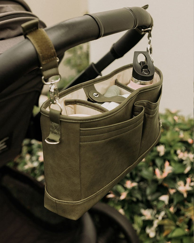 Signature Pram Caddy - Olive Vegan Leather