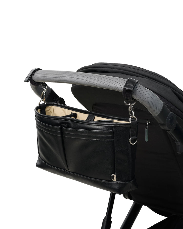 Signature Pram Caddy - Black Dimple Vegan Leather