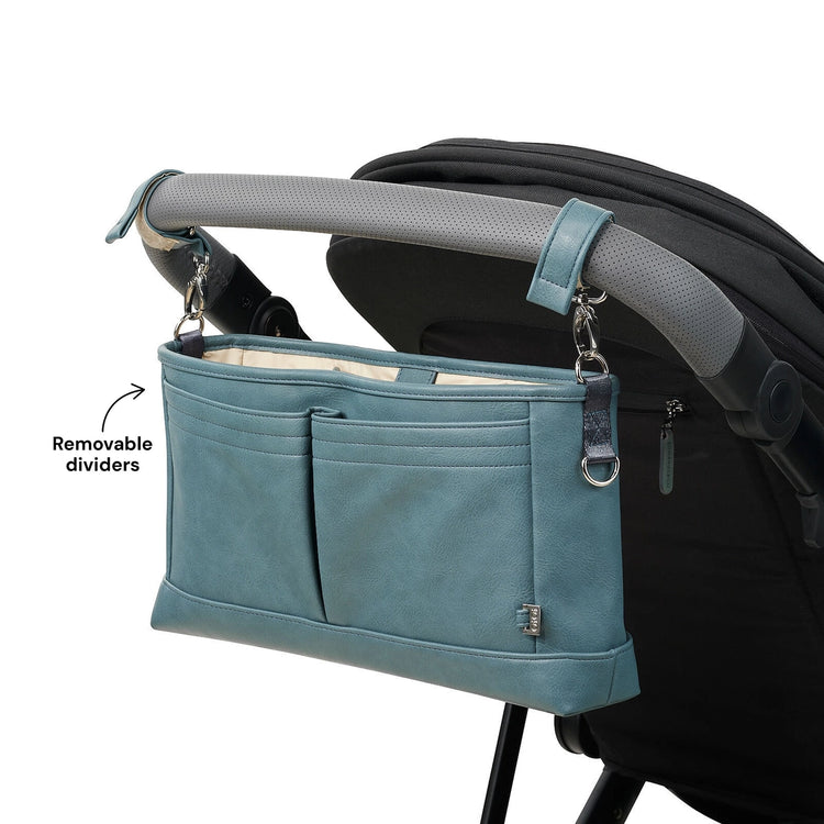 Signature Pram Caddy - Stone Blue Vegan Leather