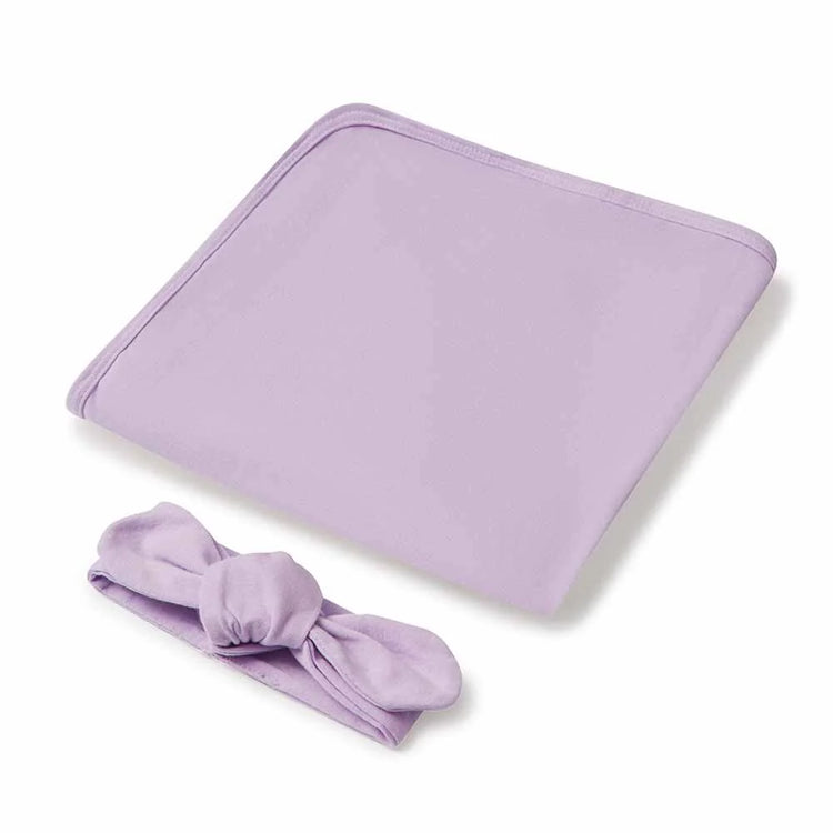 Lilac Baby Jersey Wrap & Topknot Set