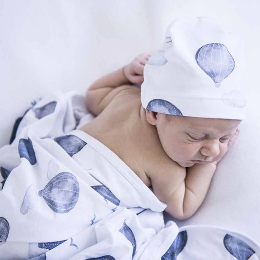 Cloud Chaser Baby Jersey Wrap & Beanie Set