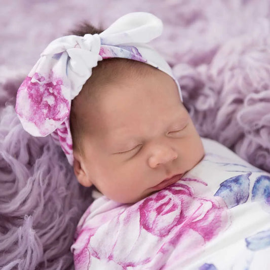 Lilac Skies Organic Jersey Wrap & Topknot Set