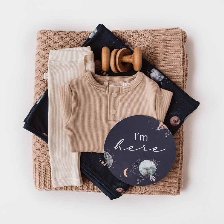 Milky Way Baby Jersey Wrap & Beanie Set