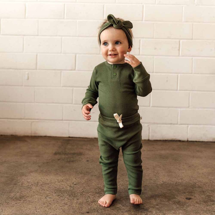 Olive Long Sleeve Organic Bodysuit