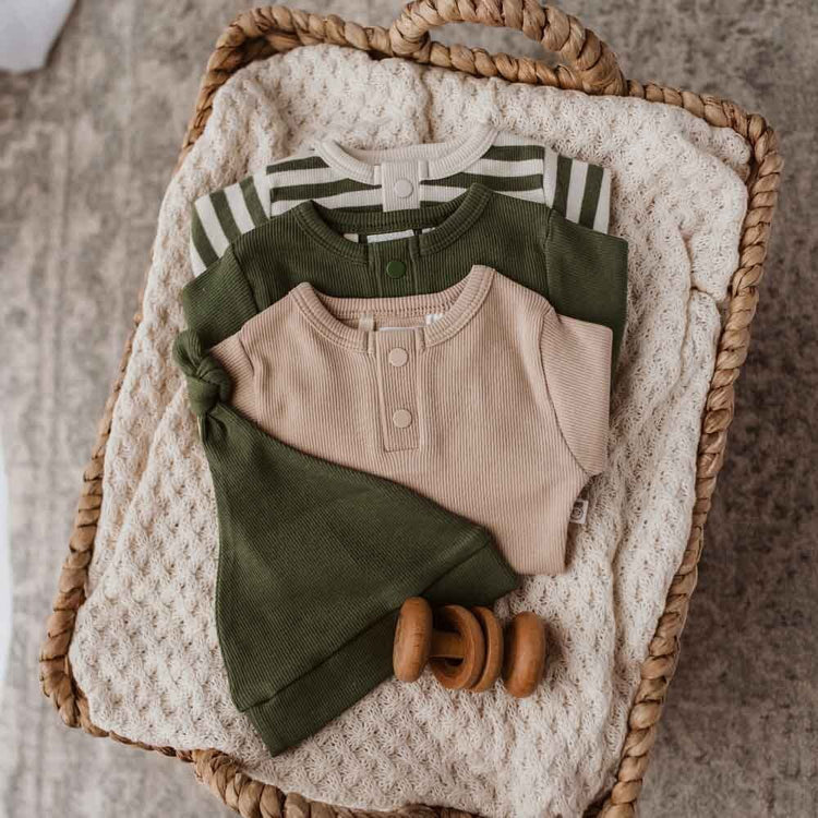 Olive Long Sleeve Organic Bodysuit