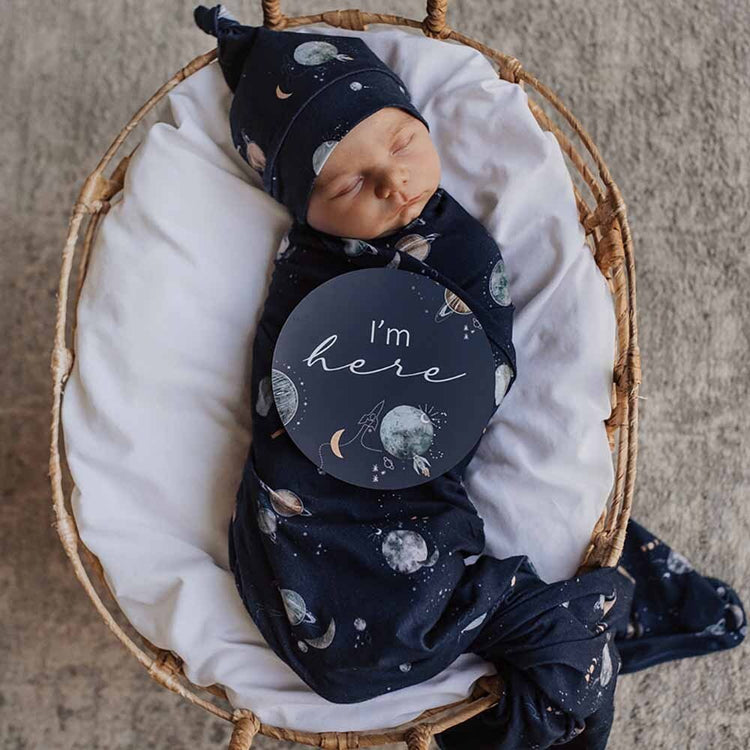 Milky Way Baby Jersey Wrap & Beanie Set