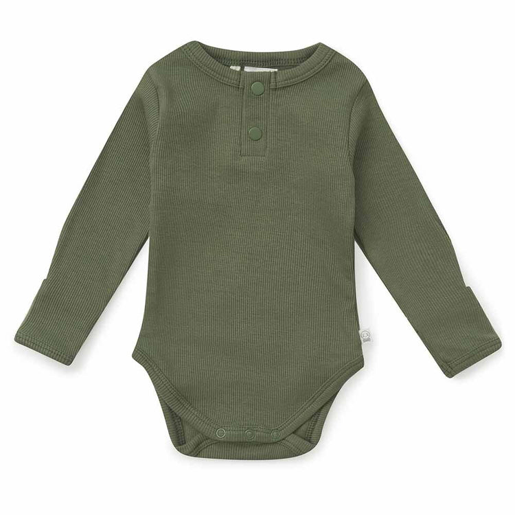 Olive Long Sleeve Organic Bodysuit